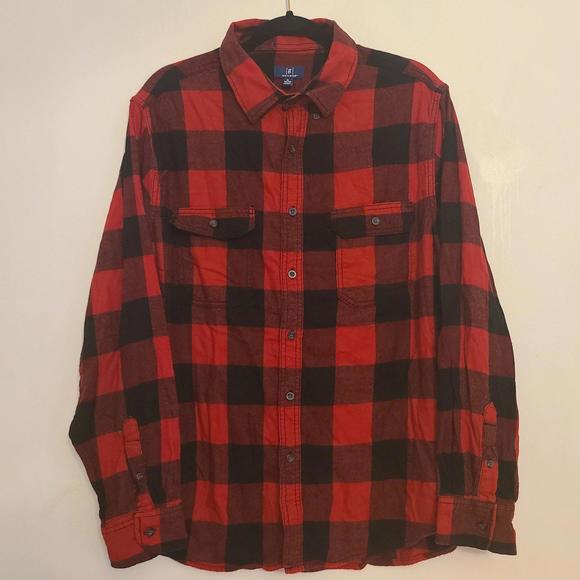 Men's George Red Flannel Plaid Long Sleeve Shirt XL - Picture 1 of 4